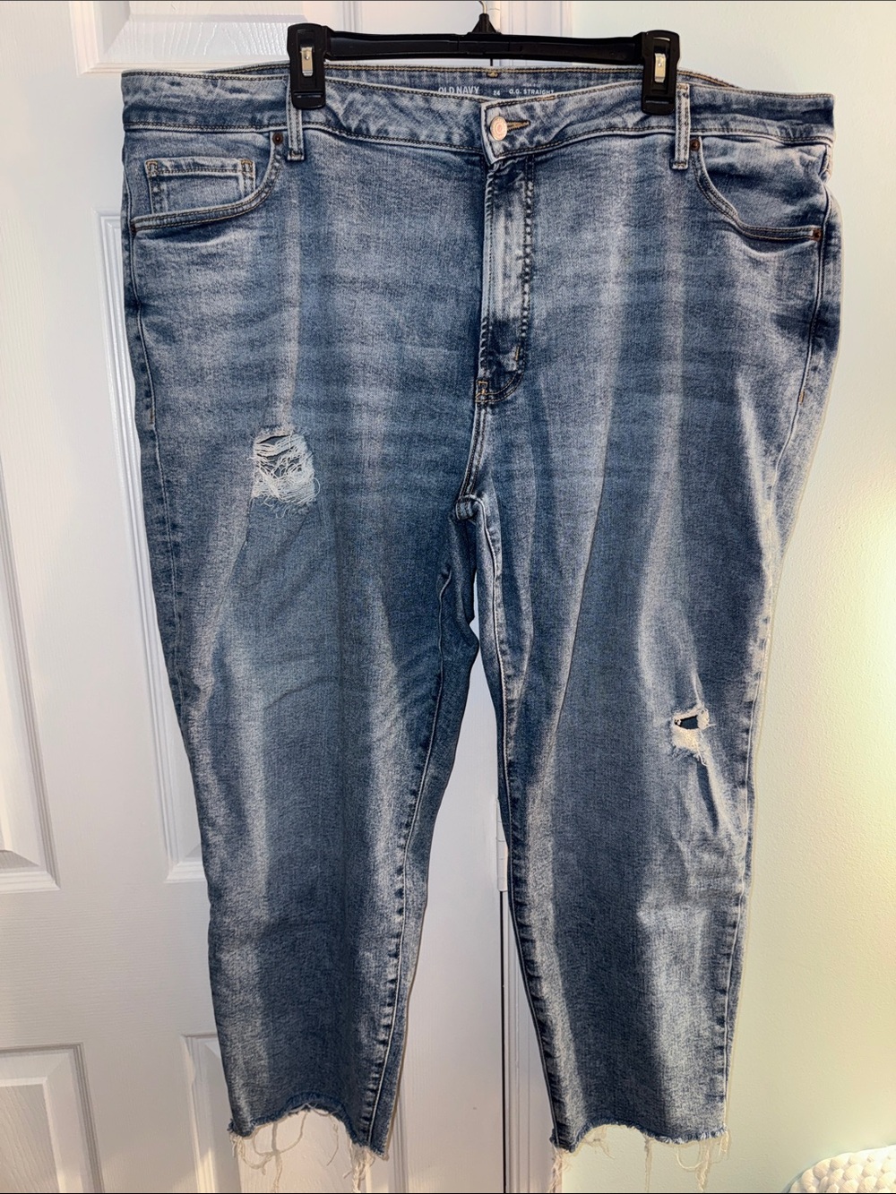 Old Navy Light Blue Washed Straight Leg Jeans with Distressing